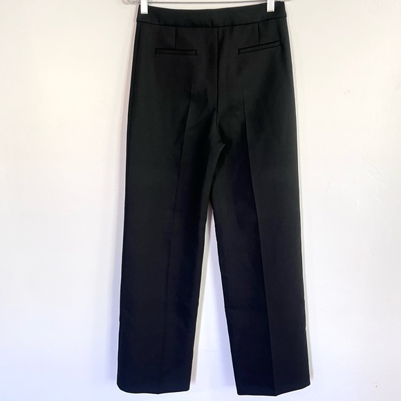 NEW Sézane Dan Trouser Pants Straight Wide Leg Wool Blend Black Sz US 6 - Picture 4 of 6